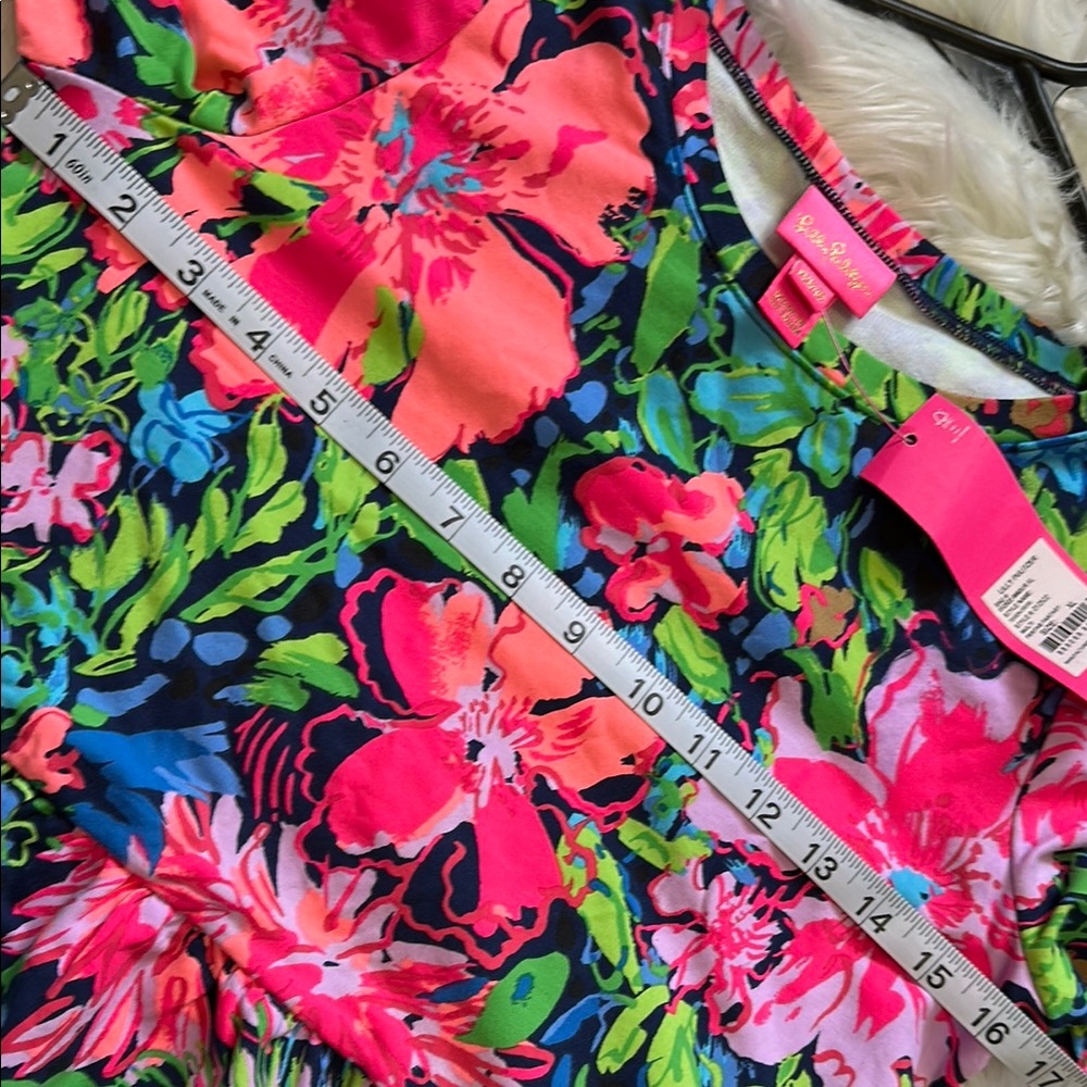 Lilly Pulitzer Teigen Dress Pink and Green Size XL (12-14) - Picture 7 of 8